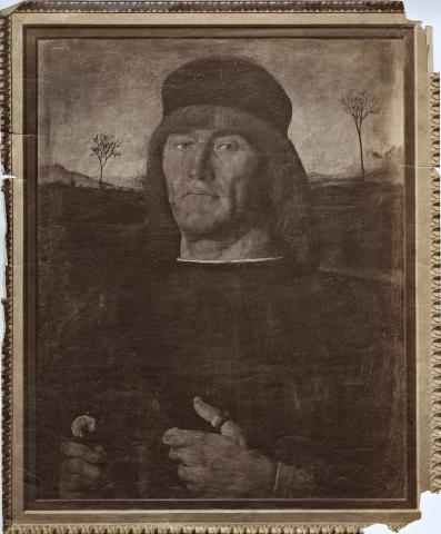 Anonimo — Solario Andrea - sec. XV - Ritratto di gentiluomo con garofano — insieme